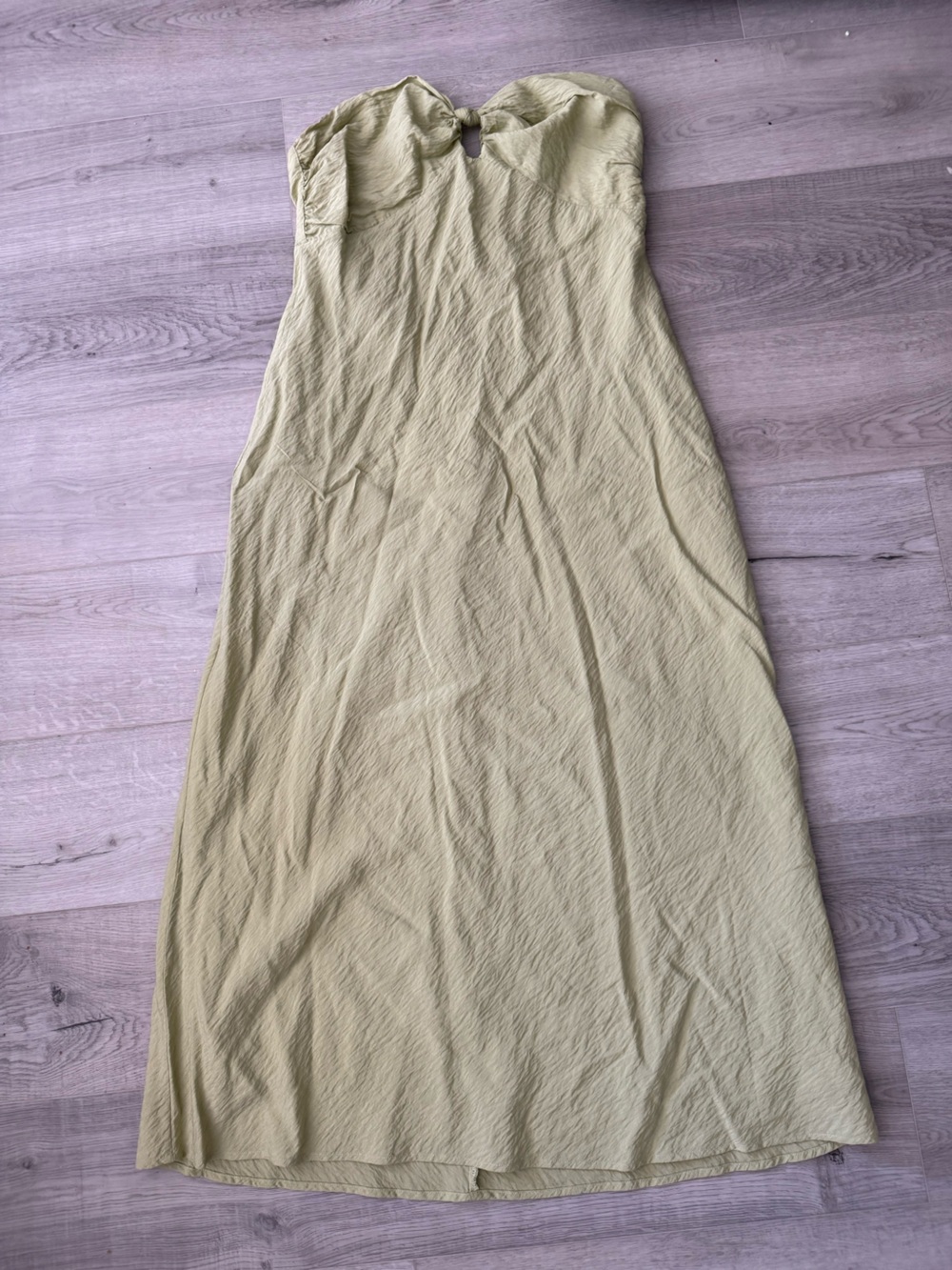 Strapless Maxi Dress in Light Olive with Keyhole